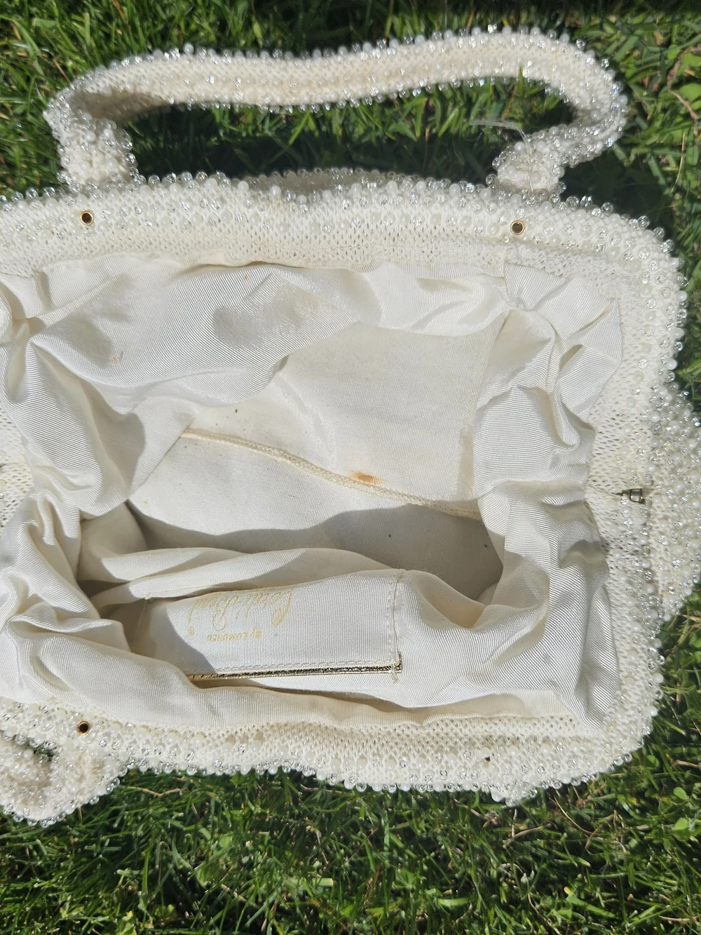 Pearl-Embellished Ivory Handbag Bag - Picture 6 of 9